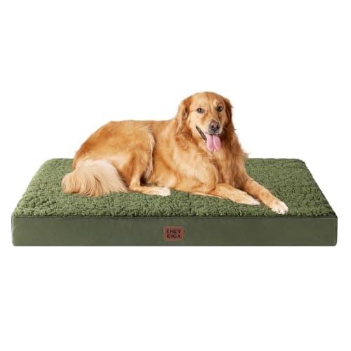 Image of EHEYCIGA Orthopedic Extra Large Dog Bed Mattress XL with Removable Washable Cover for Crate, Dark Green, 112x81x9cm