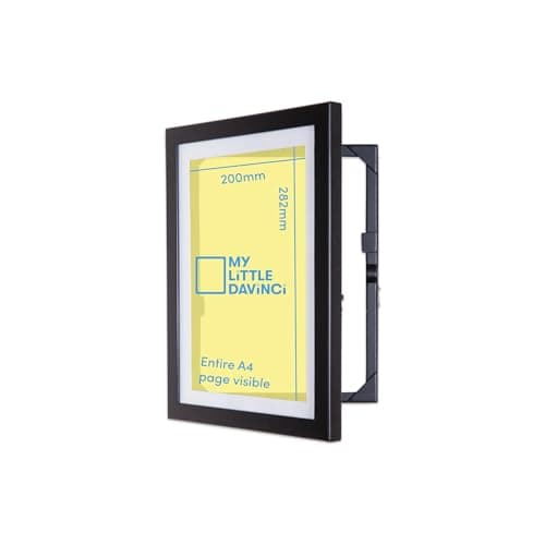 Image of My Little DaVinci A4 Black Wooden Picture Frame, Front Opening Art Frame with Storage for 50 Sheets, Wall Mounted Kids Artwork Display for Photos Drawings Home Decor