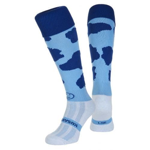 Image of WackySox Blue Moo Rugby Socks, Hockey Socks, Sports Socks for Men and Women - Suitable for Riding, Sports, Football, Hockey, Running Socks