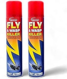 Image of Sanmex Fly & Wasp Killer Spray 2 Pack (300ml Each) – Fast-Acting Insecticide Aerosol for Flies, Wasps, Mosquitoes & Flying Insects – Household Pest Control Spray - Aldbury Goods