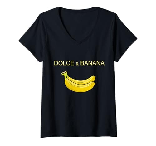 Image of Womens Dolce And Banana Funny Cute Graphic Design Banana T-Shirt V-Neck T-Shirt