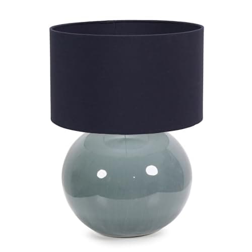 Image of ValueLights | Eucalyptus Ceramic Table Lamp with Navy Blue Fabric Drum Lampshade Living Room Bedside Light | Table Lamps, Home Décor & Improvement Essential