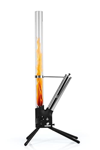 Image of LANDMANN Stainless Steel Fire Pipe | Decorative Fire Column for the Garden & Patio | Low Smoke Pellet Torch with Removable Ash Drawer | Suitable for All Wood Pellet Types | 75 Minutes Burning Time