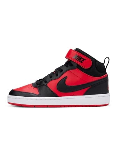 Image of Nike Unisex Kids Court Borough Mid 2 Gs Sneaker, University Red Black White, 6.5 UK