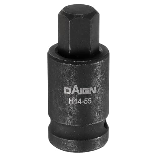 Image of sourcing map H14 Hex Bit Socket 55mm/2.17" Length 1/2" Square Drive Metric Extension Impact Bit Power Nut Driver Set S2 Steel Socket Ratchet Wrench Bits, Black