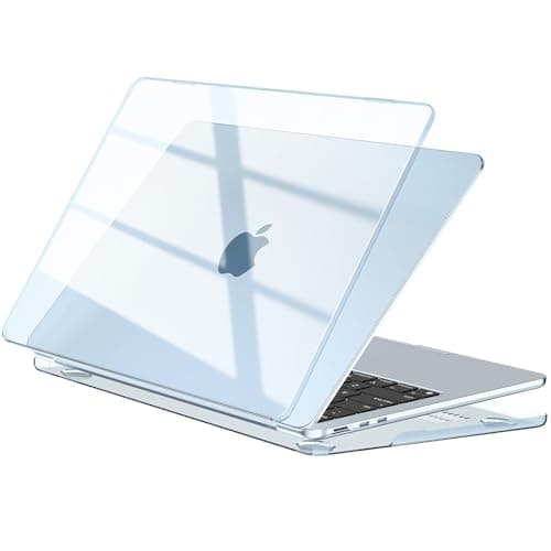 Image of EooCoo Case Compatible with MacBook Air 15 inch M5 M4 M3 M2 A3448 A3241 A3114 A2941 (Touch ID), 2026 2025-2023, Protective Plastic Hard Shell Cover Clear Case [Match Official Color] - Crystal Sky Blue