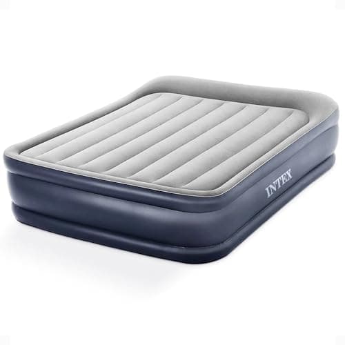 Image of Intex 64135ED Dura-Beam Plus Deluxe Pillow Rest Air Mattress: Fiber-Tech – Queen Size – Built-in Electric Pump – 16.5in Bed Height – 600lb Weight Capacity
