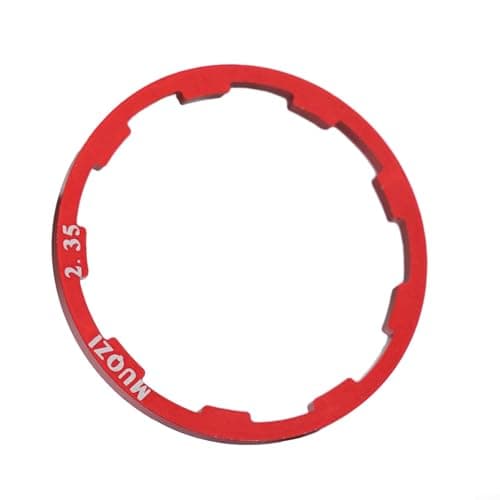 Image of Aluminum Alloy Bike Cassette Gasket For Freehub Body And Freewheel Spacers, Black Or Red, 1.0-2.5mm Thickness, 39mm Diameter(Red 2.35mm)