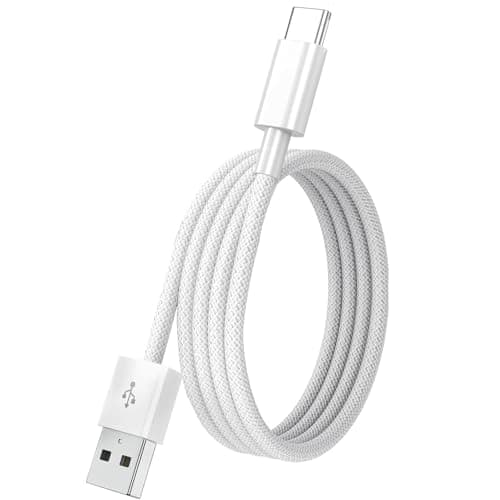 Image of Foxsake USB A to USB C Braided Charging Cable, Fast Charge & Data Sync Cord for Apple CarPlay and Android Auto, iPhone 17/16/15 Pro Max, iPad, Samsung, Google Pixel, Durable Nylon Woven, White, 1m