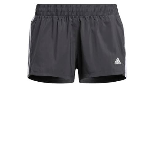 Image of adidas Women's Pacer 3-Stripes Woven Shorts, Grey/White, L