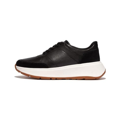 Image of F-Mode Leather/Suede Flatform Sneaker Black