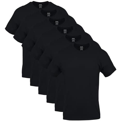 Image of GILDAN Men's Crew T-shirts, Multipack Underwear, Black (6-pack), M UK