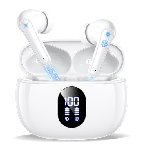 Image of Wireless Earbuds, In Ear Buds with Hi-Fi Bass Stereo, ENC Dual Mics for AI Clear Calls 48H Playtime LED Display Lightweight Fit Touch Control, Waterproof Bluetooth Headphones 5.4 for iPhone, Android