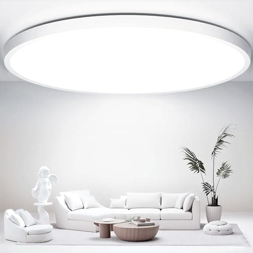 Image of Swoieltr Bathroom LED Ceiling Light, 6500K Cold White Ø30CM 24W 2000LM Round Modern Flush Ceiling Lights IP44 Waterproof Close-to-Ceiling Light for Office, Kitchen, Bedroom, Living Room