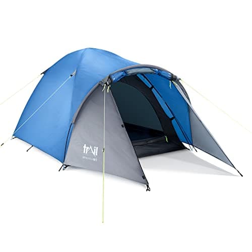 Image of Trail Bracken 2 Man Tent With Porch, 3000mm Waterproof Rating, Double Skin Dome Tent with Darkened Bedroom, Lightweight for Camping and Festivals, Bag Included (300cm x 140cm x 110cm)