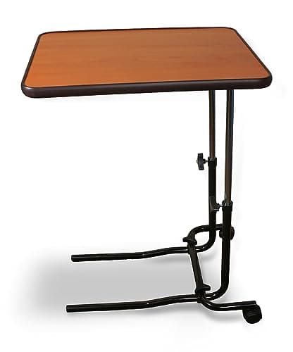 Image of Aidapt Overbed Table Height and Angle Adjustable with Wheels,Lap Top, Eating,Over-Chair,Tilting,Crafting,Darkwood Finish,Easy Adjustment,No Tools Required,Mobility,Elderly,Disabled