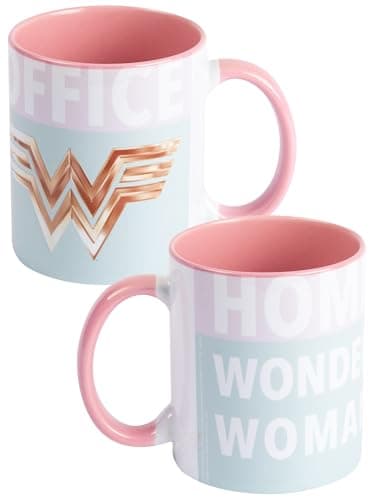 Image of United Labels DC Comics Wonder Woman Ceramic Coffee Mug, Pink Turquoise 320 ml
