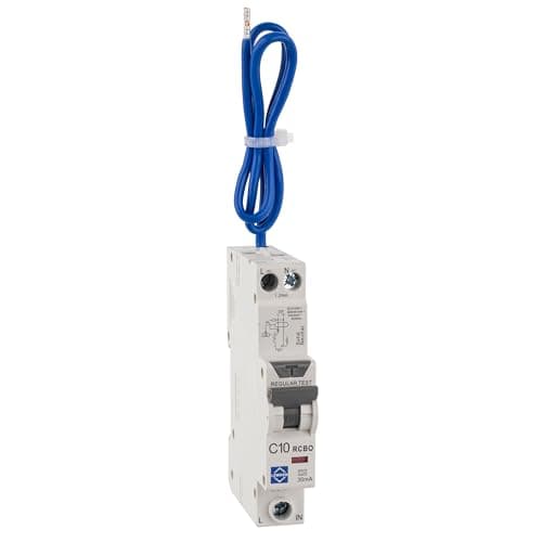 Image of Lewden RCBO, Single Pole 10A, 6kA Type A, C Curve, 30mA Sensitivity, 1 Module