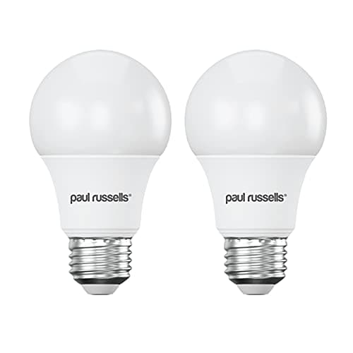 Image of paul russells 4.9W LED GLS Lights Edison Screw E27, 40w Equivalent, 470LM LED Bulbs, 2700K Warm White, Classic Frosted ES A60 Standard Energy Saving Ceiling Non-Dimmable Large Globe Lamps, 2 Pack