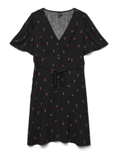 Image of VERO MODA Womens Vmalba SS Short Dress WVN Ga Noos, Black, S UK