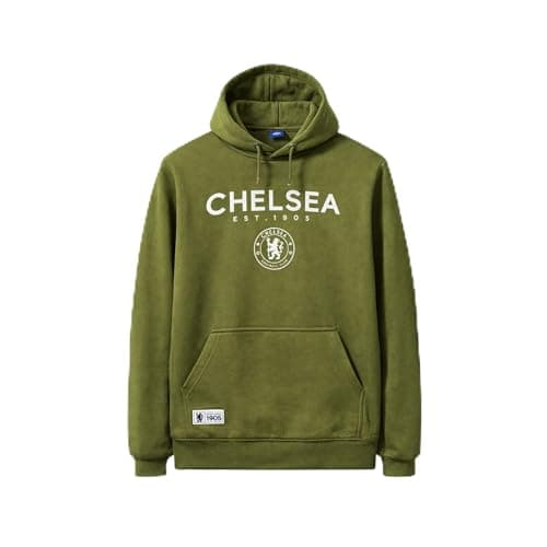 Image of Beyond Happy Official Chelsea Football Club Logo Hoodie – Men’s Football Supporter Hoody – Cypress Green Pullover (UK, Alpha, XL, Regular, Regular)