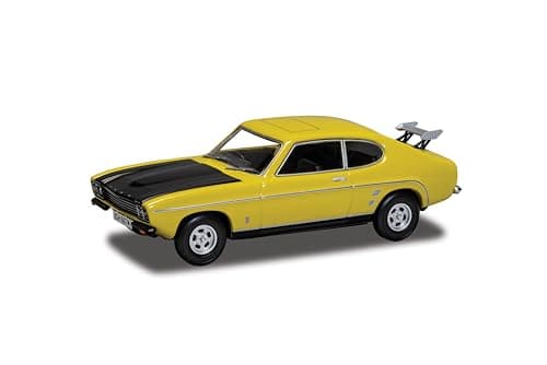 Image of Corgi VA13319 Ford Capri MkI 3.0 GXL Daytona Yellow Diecast Model Car - Richard Hammond's The Smallest Cog 1:43 Scale, Detailed Die-Cast Construction, Pre-Built Car Models