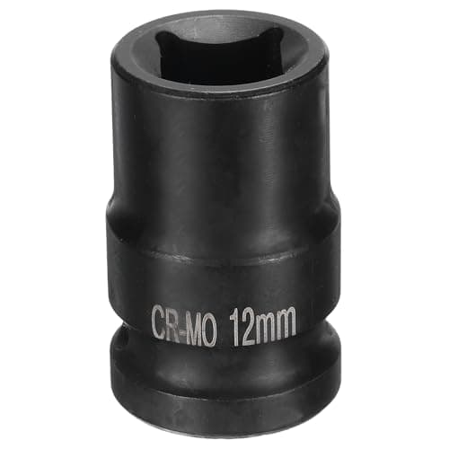 Image of Sourcing Map 1/2" Drive 12mm Metric Square Impact Socket, 4 Point Square Socket, CR-MO Alloy Steel, Blackening, Auto Repair, DIY, Construction, Machinery Maintenance