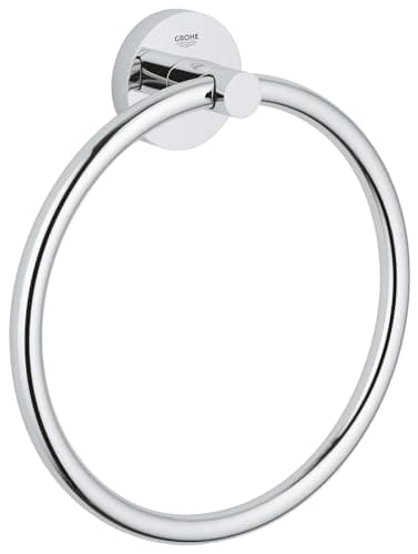 Image of GROHE Start QuickFix Towel Ring (Metal, Concealed Fastening, Including Screws and Dowels, Extra Easy to Fit with GROHE QuickGlue), Size 200 mm, Chrome, 41174000