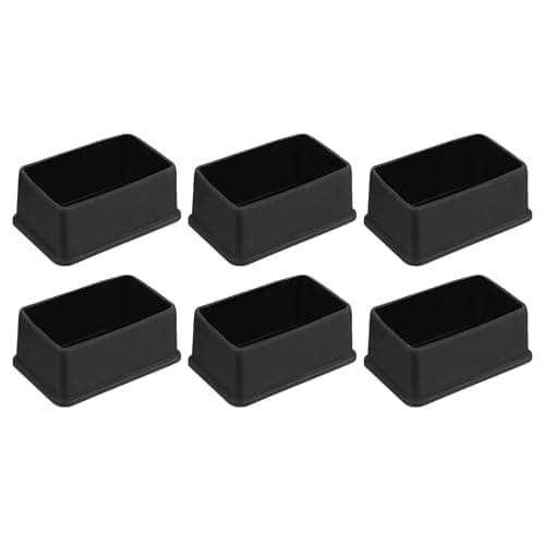 Image of sourcing map 6Pcs PVC Square Chair Leg Caps, 75mm x 45mm OD Black Furniture Feet Pads Table Foot Cover Caps Floor Protectors for Patio Table Cabinet Bed Furniture
