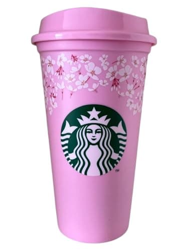 Image of STARBUCKS Reusable Plastic Travel Eco Pink Hot Cup/Mug/Tumbler Sakura Cherry Blossom Spring 2026 Grande Medium, 16oz 473ml