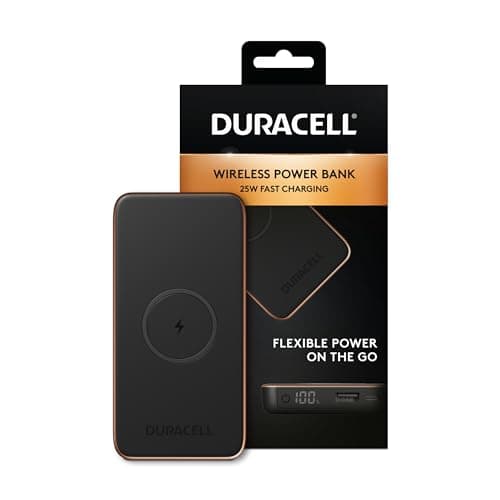 Image of Duracell Wireless 10000mAh Power Bank | 25W Fast Charging USB-C and USB-A, Touchscreen Display, Portable External Battery for iPhone, iPad, Samsung