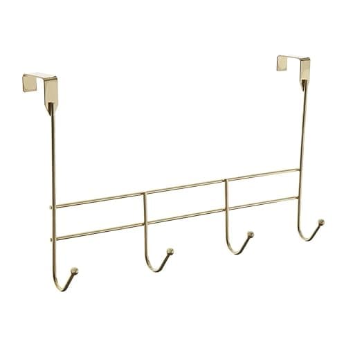 Image of Premier Housewares Functional 4 Hook Champagne Gold Over Door Hanger | Stylish Over Door Coat Hanger for Washroom | Sturdy Design Hanging Rack for Livingroom | U-Shaped Racks