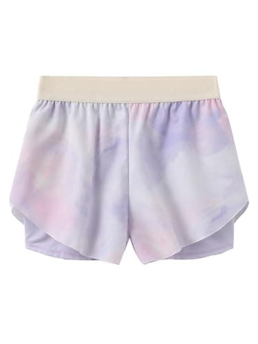Image of LIKCAISA Girls Sports Shorts Tie Dye Athletic Short for Girl with Liner Summer School Clothes for Running Tennis Gym Size 5-13 Years Purple