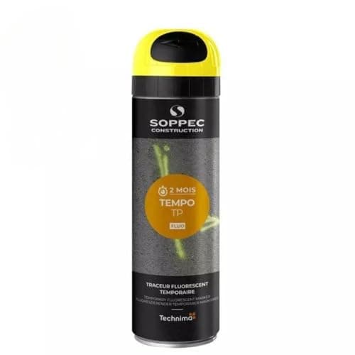 Image of Soppec Yellow Tempo TP Temporary Short Term Marking Survey Spray Paint 500ml