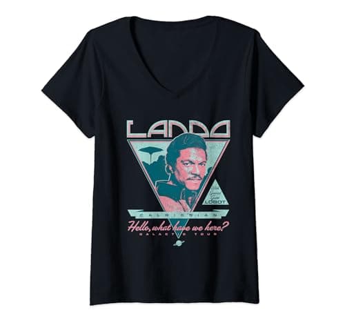 Image of Womens Star Wars Rock Poster Lando V-Neck T-Shirt