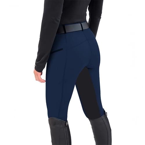 Image of Chesoon Womens Horse Riding Pants Full Seat Riding Breeches Knee-Patch Schooling Tights Full-Seat Equestrian Breeches Navy Blue