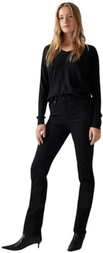 Image of Levi's Women's Jeans 724 with Stretch, Straight Fit, Black (Midnight Gaze), W33/L30