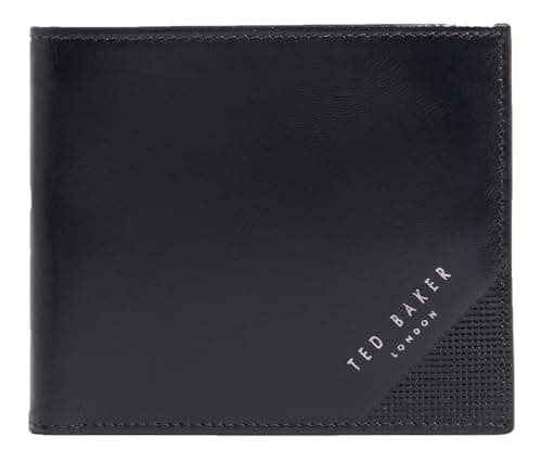Image of Ted Baker Purse Embossed Corner Leather Bifold Coin Wallet Navy Dark Blue