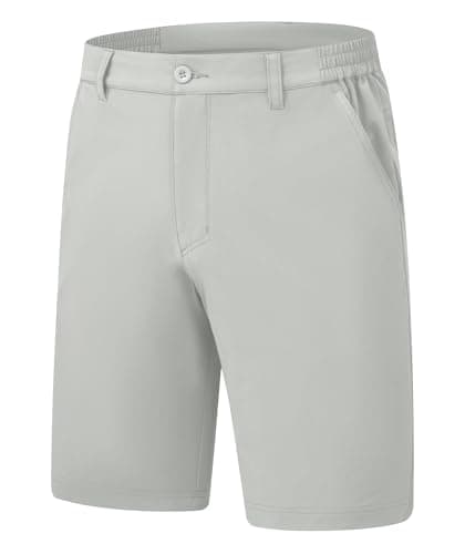 Image of Rdruko Mens Golf Shorts 9" Lightweight Summer Quick Dry Stretch Fit Casual Flat Front Dress Shorts with 5 Pockets(Light Grey 34)