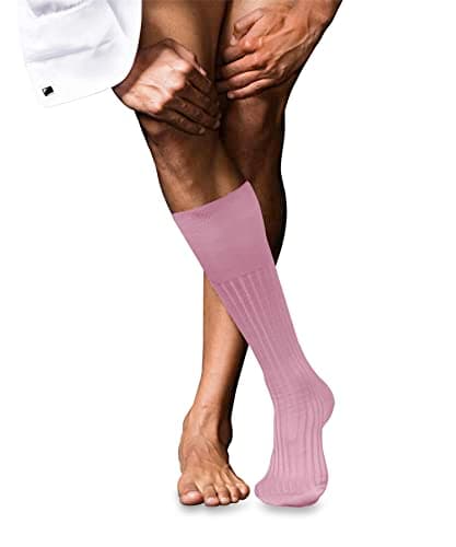 Image of FALKE Men's No. 13 M Kh Cotton Long Plain 1 Pair Knee-High Socks, Pink Light Rosa 8276, 10-11