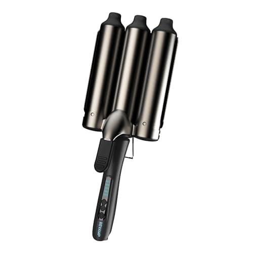 Image of Revamp Progloss Boho Beach Hair Waver Jumbo - 38mm 3 Barrel Waver for Smooth, Large Beach Curly Hair - Variable Heat Options & Auto Shut Off