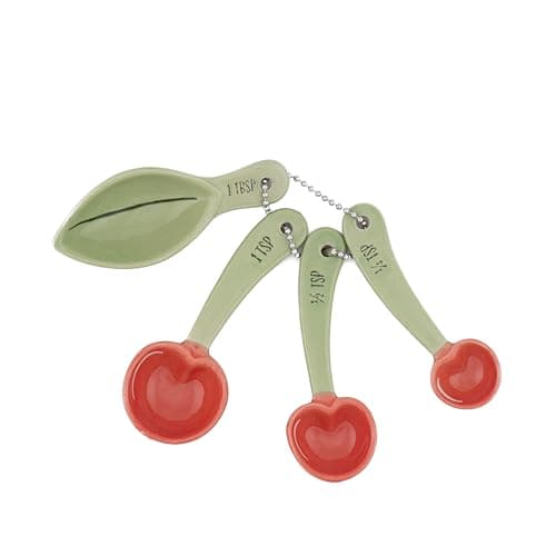 Image of Sass & Belle Cherry Measuring Spoons - Colourful Measuring Cups and Spoons Set for Baking, Cute Kitchen Accessories, Home Decoration Designed by Sass and Belle