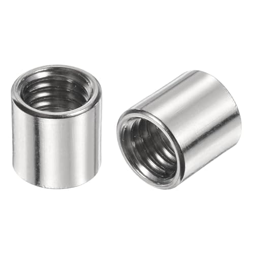 Image of sourcing map 12Pcs M8 Round Connector Nuts, 304 Stainless Steel Coupling Nut 10mm/0.39" Length Sleeve Rod Bar Stud Nut for Bracket, M8x10x10mm