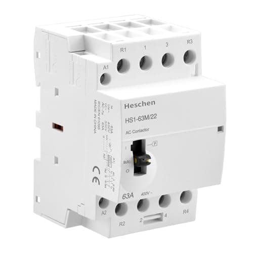 Image of Heschen Modular Household AC Contactor, HS1-63M/22, 63A, 4 Pole, 2NO 2NC, 220VAC Coil, 35mm DIN Rail Mounting, with Manual Control Switch