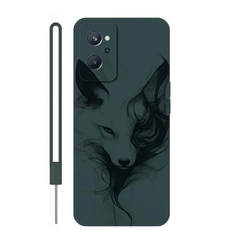 Image of Sunrive Case compatible with realme 9i, Ultra Slim matte Soft Premium TPU Back Rubber Bumper Protector Patterns Cover(green)+1 x Phone Lanyard