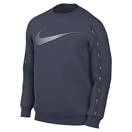 Image of Nike DX2029-437 M NSW REPEAT SW FLC CREW BB Sweatshirt Men's Thunder Blue/Mtlc Cool Grey Size M