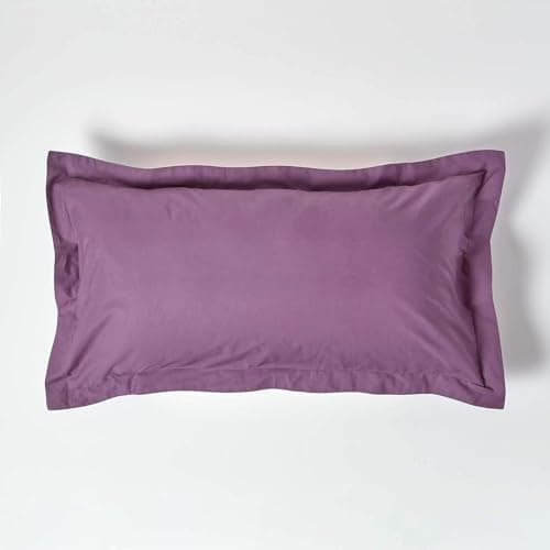 Image of HOMESCAPES Purple Grape Pure Egyptian Cotton King Size Oxford Pillowcase 200 TC 400 Thread Count Percale Equivalent Pillow Case Pack of 2