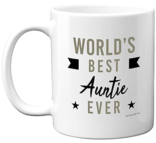 Image of Best Auntie Gifts - World's Best Auntie Ever - Birthday Presents for Aunty, Perfect Christmas from Niece Nephew, Mug Cup for Her, 11oz Ceramic Dishwasher Microwave Safe Mugs