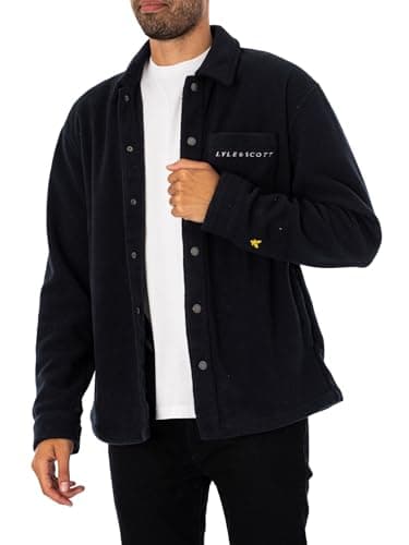 Image of Lyle & Scott Men's Embroidered Fleece Overshirt Dark Navy XL