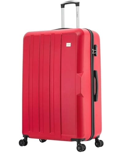 Image of FLYMAX XL 32" Extra Large Suitcase 4 Wheel Lightweight Luggage Hard Shell Check in Hold Travel ABS 143 Litre Capacity Travel Case with 3 Digit Combination Lock + Telescopic Handle Red
